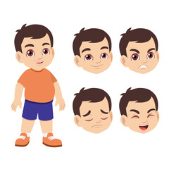 Cute little chubby kid with set of facial expression