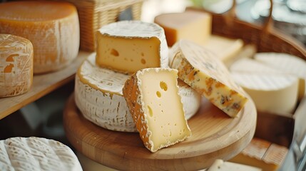 Globetrotting Cheese Enthusiast Selects the Perfect Creamy Brie Wedge at Charming French Fromagerie