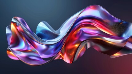 Fototapeta premium Abstract metallic holographic colored shape