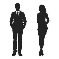 Silhouette of Businessman and Businesswoman, Couple, Professional, Corporate, Teamwork