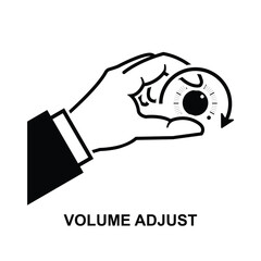 Volume adjust icon.Hand turning volume knob isolated on background vector illustration.