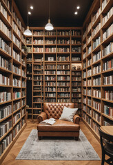  A cozy bookstore with overflowing shelves and a comfy reading nook. 