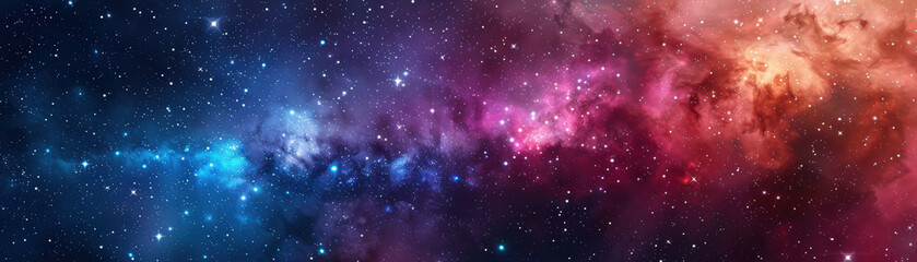 Obraz premium Stunning view of a colorful galaxy in outer space, featuring vibrant stars and nebulae, highlighting the beauty and mystery of the universe.
