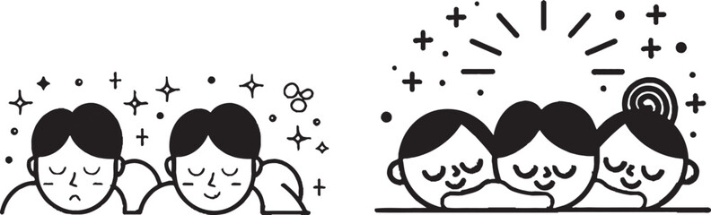 Modern illustration of sleep line. Continuous one line icon with curl. Family night sign. Sleeping people symbol. Sleep single outline ribbon. Loop curve pattern.