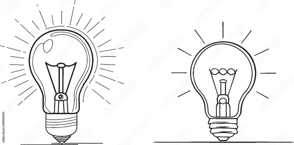 Aufkleber An eps 10 file with one continuous line art idea of a light bulb. A creative teamwork lamp concept in response to various challenges.