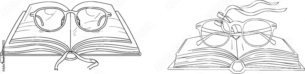 Fototapete an icon of science. pen and notebook with continuous lines.