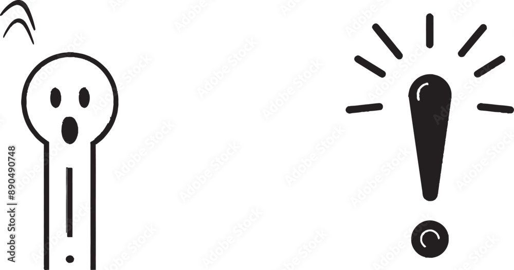 Poster modern illustration isolated on white with continuous exclamation marks.