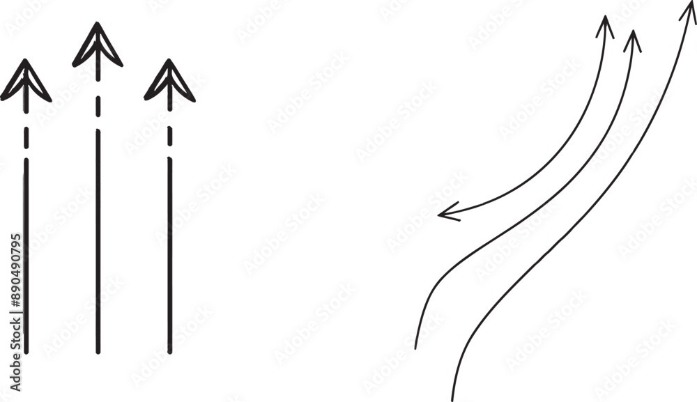 Aufkleber modern arrows drawing with one line. three black arrows with continuous line. modern arrows drawing 