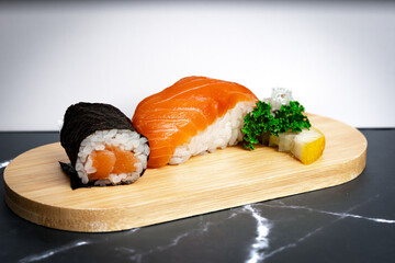 sushi with salmon and sashimi