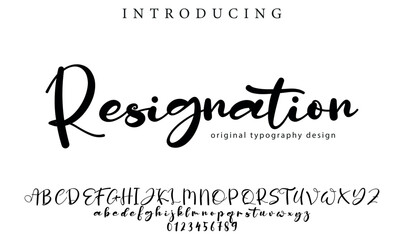 Resignation Font Stylish brush painted an uppercase vector letters, alphabet, typeface