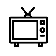 A simple icon of an old TV with an antenna