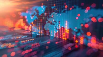 Obraz premium Global financial graph with upward trends and vibrant colors, representing economic growth and market success
