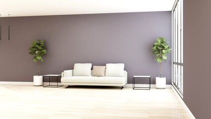 minimalist living room with 3d design interior with sofa
