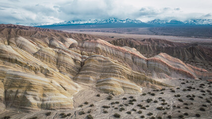 Cerro 7 Colors in San Juan, Argentina. Andes mountain range in the background.