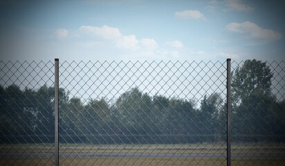 Mesh wire fence - 3d illustration