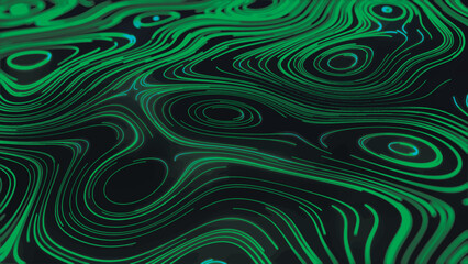 Abstract background of topographic map. Contour map. 3D Topographic map. Valleys and mountains. Geography concept. Wavy backdrop. 3d vector.