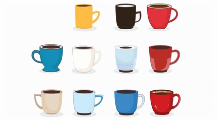 simple illustration of coffee mugs, which are symbols of art Dynamic on a clean white background.