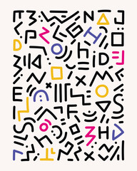 abstract seamless geometric color and alphabet pattern