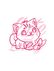 hand drawn dog illustration with text cute and lovely for t-shirt design