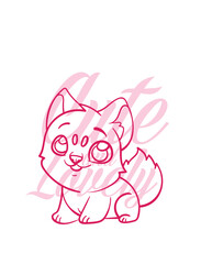 hand drawn dog illustration with text cute and lovely for t-shirt design