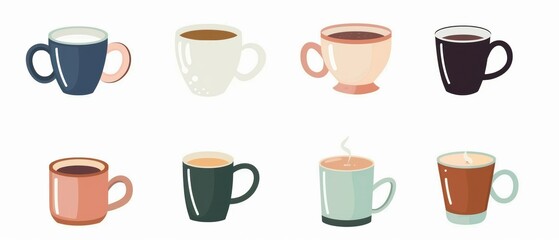 Obraz premium simple illustration of coffee mugs, which are symbols of art Dynamic on a clean white background.