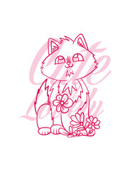 hand drawn dog illustration with text cute and lovely for t-shirt design