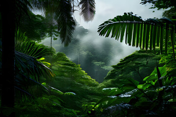 Naklejka premium tropical forest with palm trees