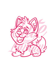 hand drawn dog illustration with text cute and lovely for t-shirt design