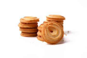 A stack of butter cookies. Isolated on white background. Perfect for commercial usages.