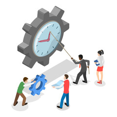3D Isometric Flat Vector Illustration of Tech Startup, Business Process Automation. Item 1