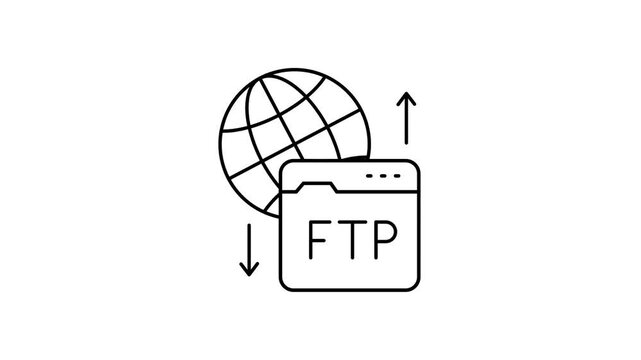 Public and Private FTP connection animated video, File Transfer protocol animation, Cloud computing and Web hosting services Clip, File Sharing over the Internet animation