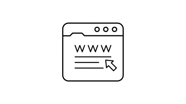 Website Browser with Cursor animation, Logon to Web App, www click animated video, Cloud computing and Internet hosting services clip, Web Site Address footage