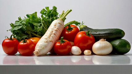 vegetables on a board