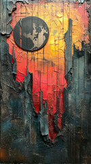 Fototapeta premium Abstract Earth Decay Art - Textured, Cracked Paint, Dark Colors, Red and Orange
