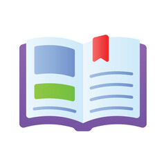 A handy icon of open book denoting knowledge, education and literature