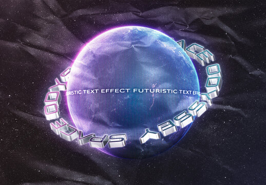 Futuristic Planet Text Effect Mockup With Generative AI