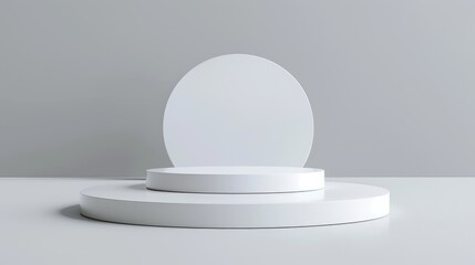 White Circular Platform with Grey Background