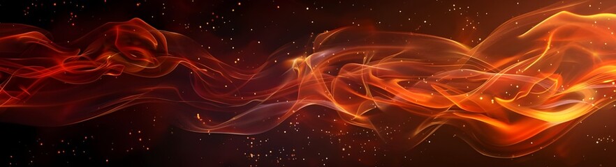 Obraz premium Fire flames on black background, banner with copy space area.