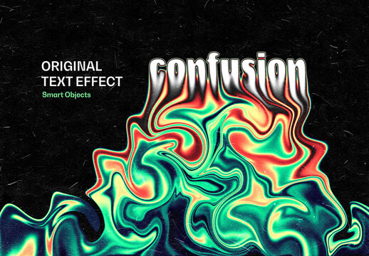 Liquid Twirled Text Effect Mockup