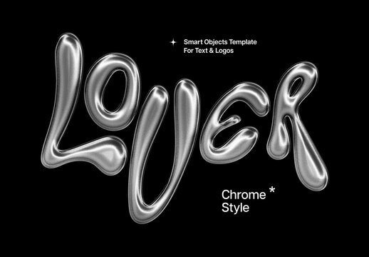 Silver Glitter Chrome Text Effect Mockup