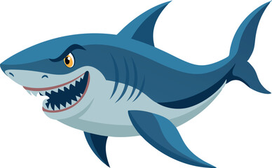 Obraz premium An animated illustration of a cartoon shark with a fierce expression, showcasing vibrant colors and dynamic pose.