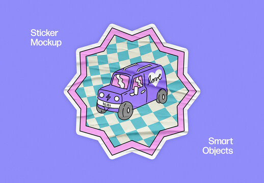 Wrinkled Sticker Mockup