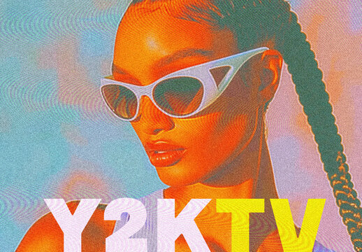 Y2K TV Photo Effect Mockup