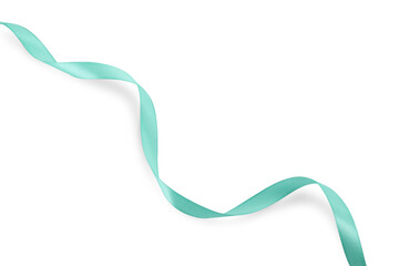 Beautiful turquoise ribbon isolated on white, top view