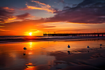 Obraz premium sunset at the beach