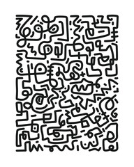 hand drawn Line art abstract doodle background Isolated on white background