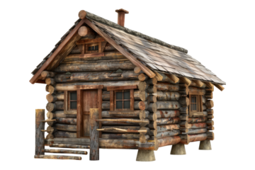 Wooden cabin isolated on transparent background