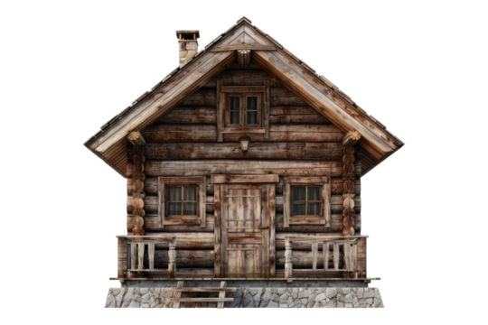 Wooden cabin isolated on transparent background