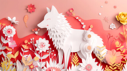 decoration paper craft animal on background