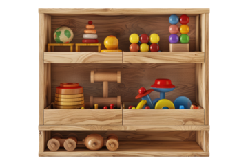 wooden plaything storage isolated on transparent background